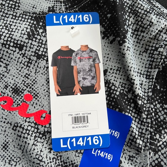 Champion Youth Athletic-ware Boy's 2 Pack T-Shirts Black/Gray size Large (14/16) - Picture 4 of 4